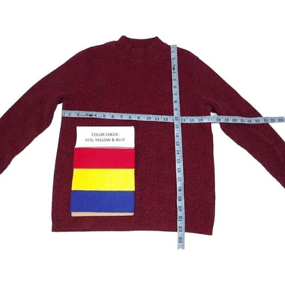 KAREN SCOTT woman's red & black knit pullover sweater 100% cotton size M - Picture 2 of 4